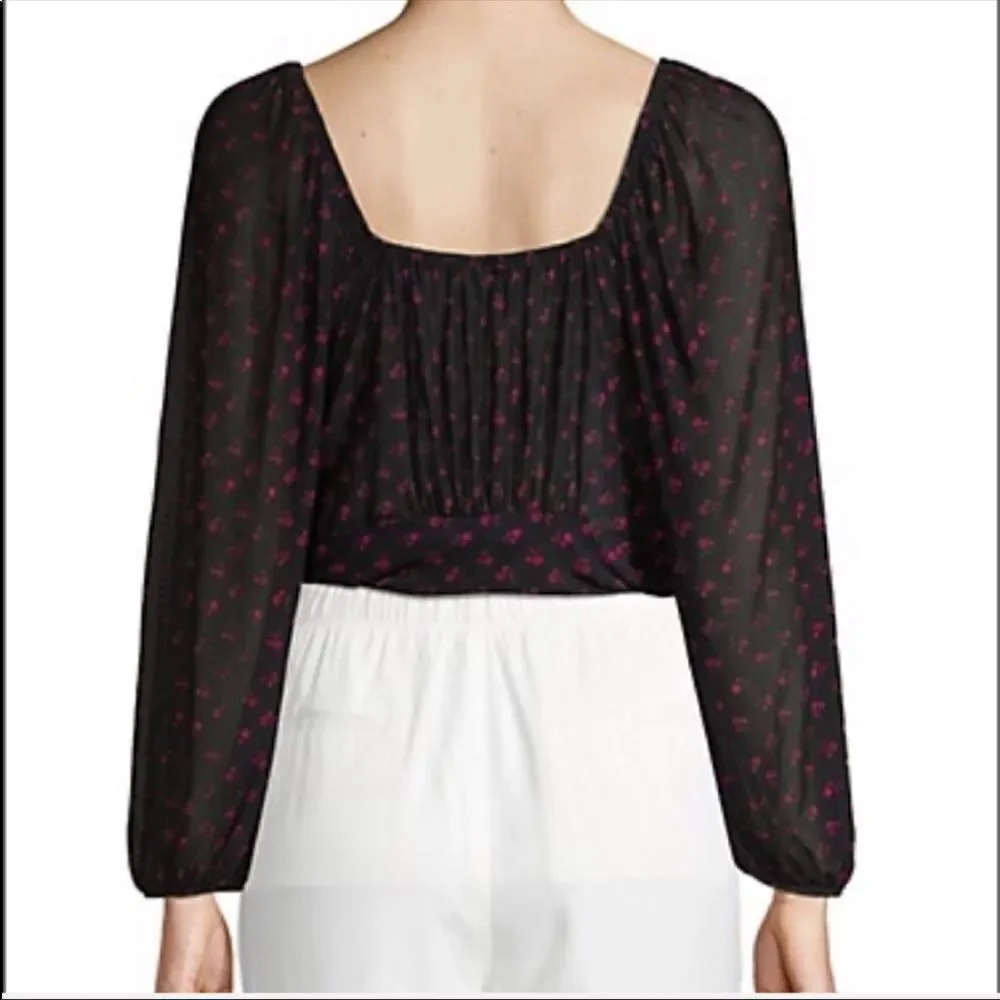 FREE PEOPLE | Sweetie Pie Cropped Floral Criss Cross Black Top Women’s Size S